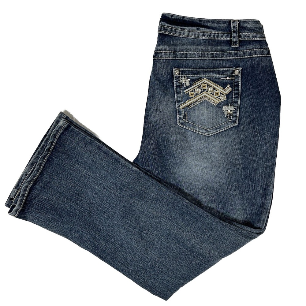 C Est 1946 Denim Blue Jeans 18WP Embellished Pockets | 1% Spandex for Stretch